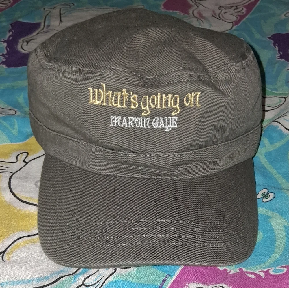 Y2K Marvin Gaye Whats Going On Vintage Army Cap Motown Museum Hat